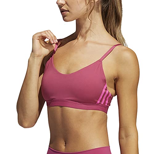 adidas Women's All Me 3-Stripes Bra, Wild Pink/Screaming Pink, XX-Large