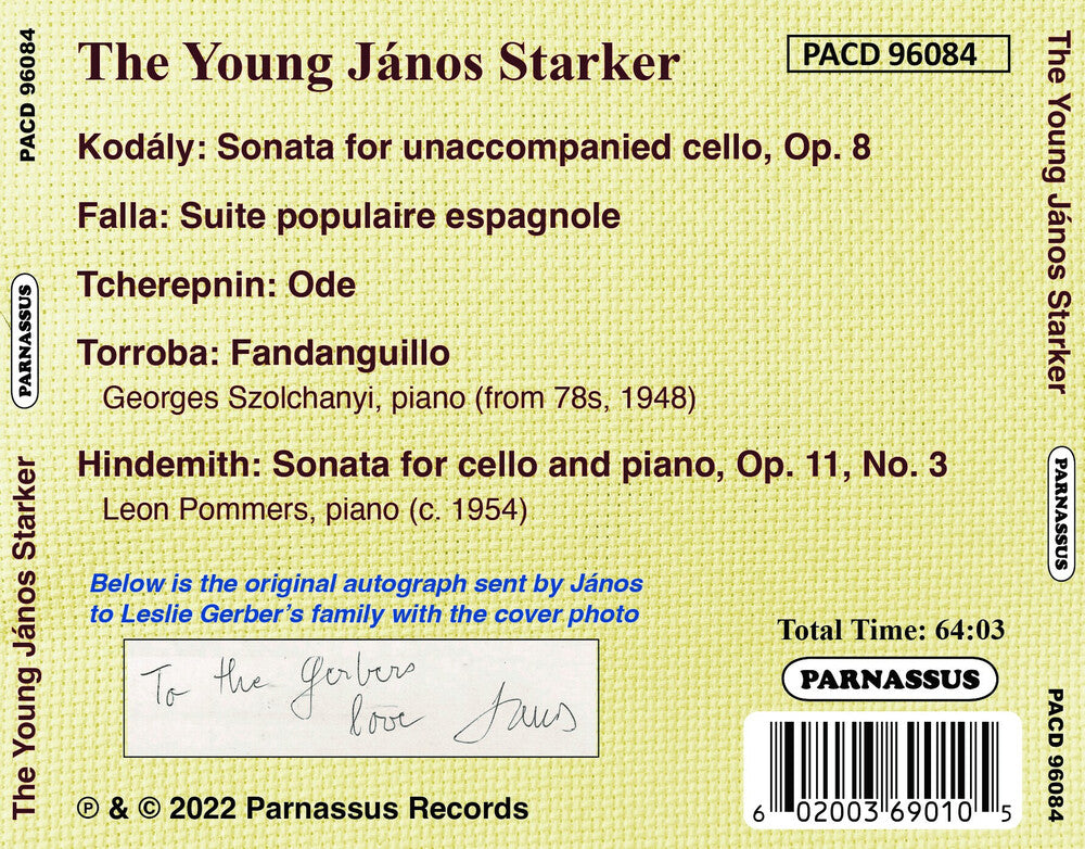 Janos Starker - The Young Janos Starker [CD]