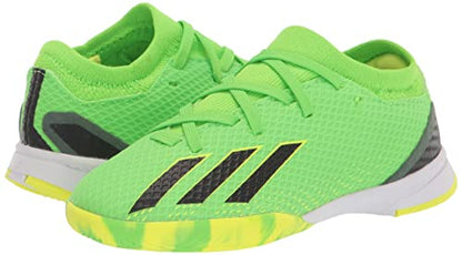 adidas X Speedportal.3 Indoor Soccer Shoe, Solar Green/Solar Red/Solar Yellow, 1 US Unisex Little Kid