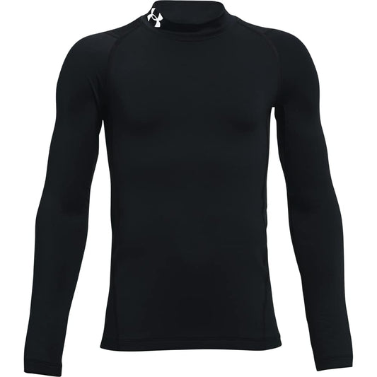 Under Armour Boys' ColdGear Armour Mock Long Sleeve T-Shirt , Black (001)/White , Youth X-Large