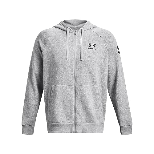 Under Armour Men's Standard Freedom Full Zip Hoodie, (011) Mod Gray Light Heather / / Black, Large