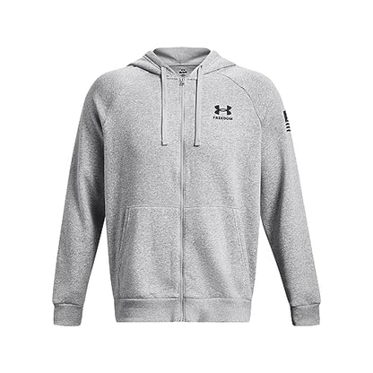Under Armour Men's Standard Freedom Full Zip Hoodie, (011) Mod Gray Light Heather / / Black, Large