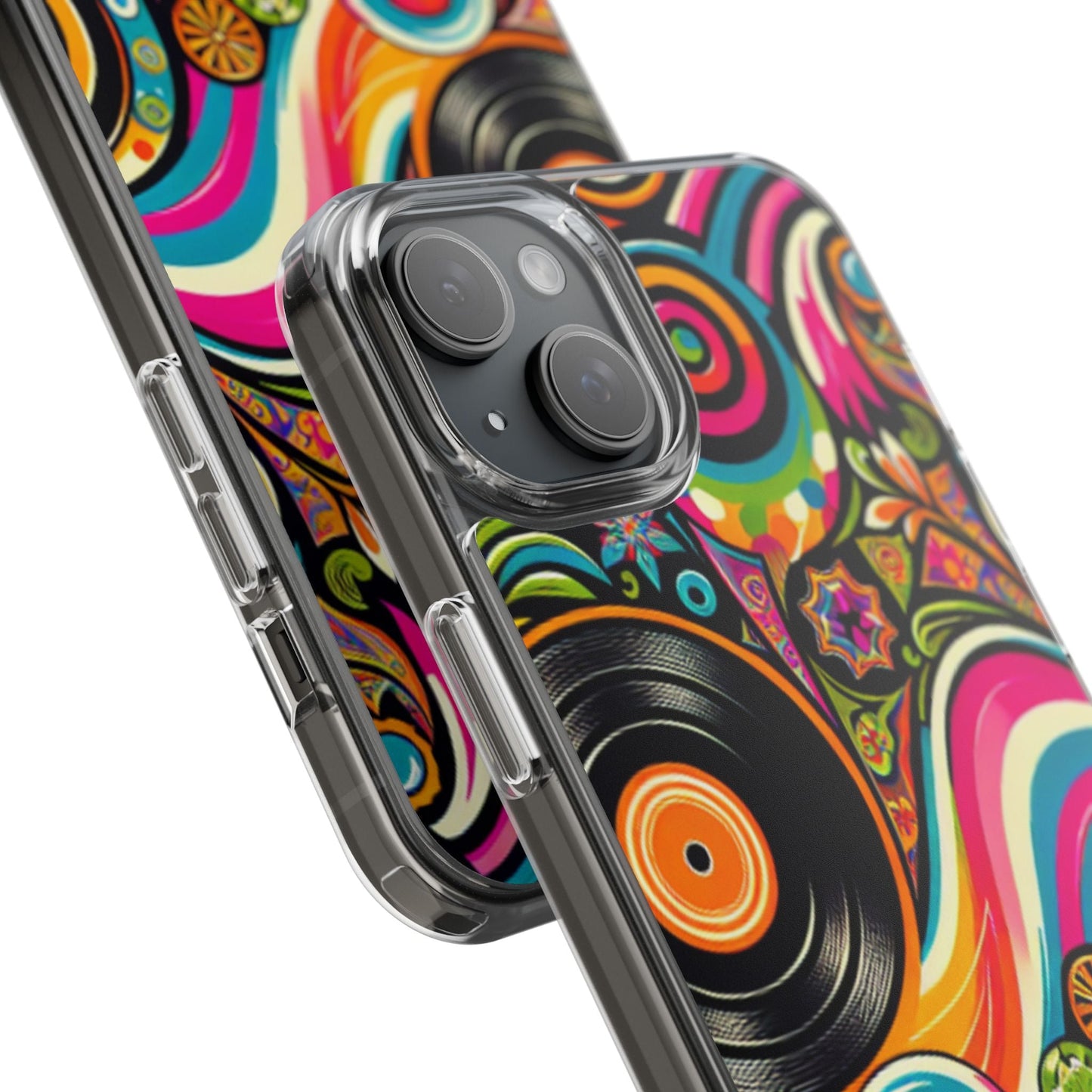 Colorful Vinyl Record Clear Phone Case