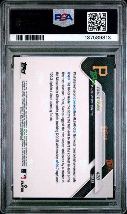 Graded 2025 Topps Now Paul Skenes #428 Baseball Card PSA 9 Mint