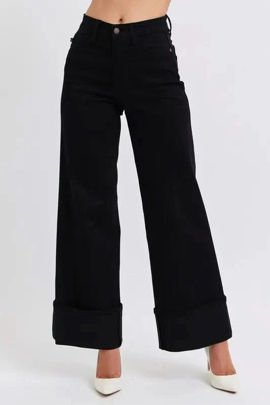 Judy Blue Full Size High Waist Reto Wide Leg W/ Cuff