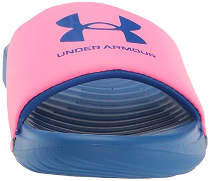Under Armour Girls Ansa Fixed Strap Slide Sandal, (601) Pink Punk/Versa Blue/Versa Blue, 5 Big Kid