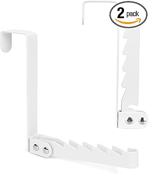 FYY Over The Door Hooks Hanger, 2 Pack Collapsible Folding Over The Door Organizer Rack Space Saving Hanging Storage Hanger for Clothes, Coats, Towels for Bedroom Bathroom White