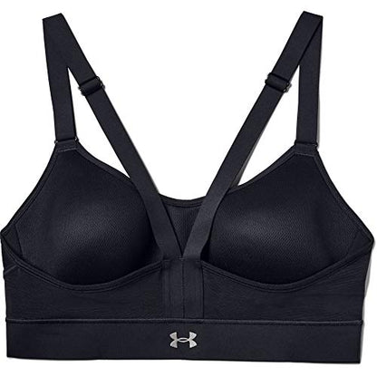 Under Armour Women's Breathelux Mid Bra, Black (001)/Pink Shiny Metallic, X-Large