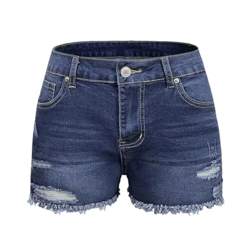 Women's Ripped Jeans High Waist Stretch Skinny Jean Destroyed Denim Plus Size Shorts for Women