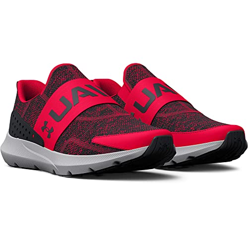 Under Armour Boy's Grade School Surge 3 Slip On Running Shoe, (600) Red/Black/Black, 3.5 Big Kid