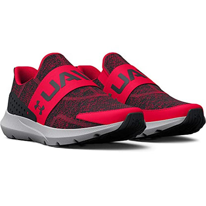 Under Armour Boy's Grade School Surge 3 Slip On Running Shoe, (600) Red/Black/Black, 3.5 Big Kid