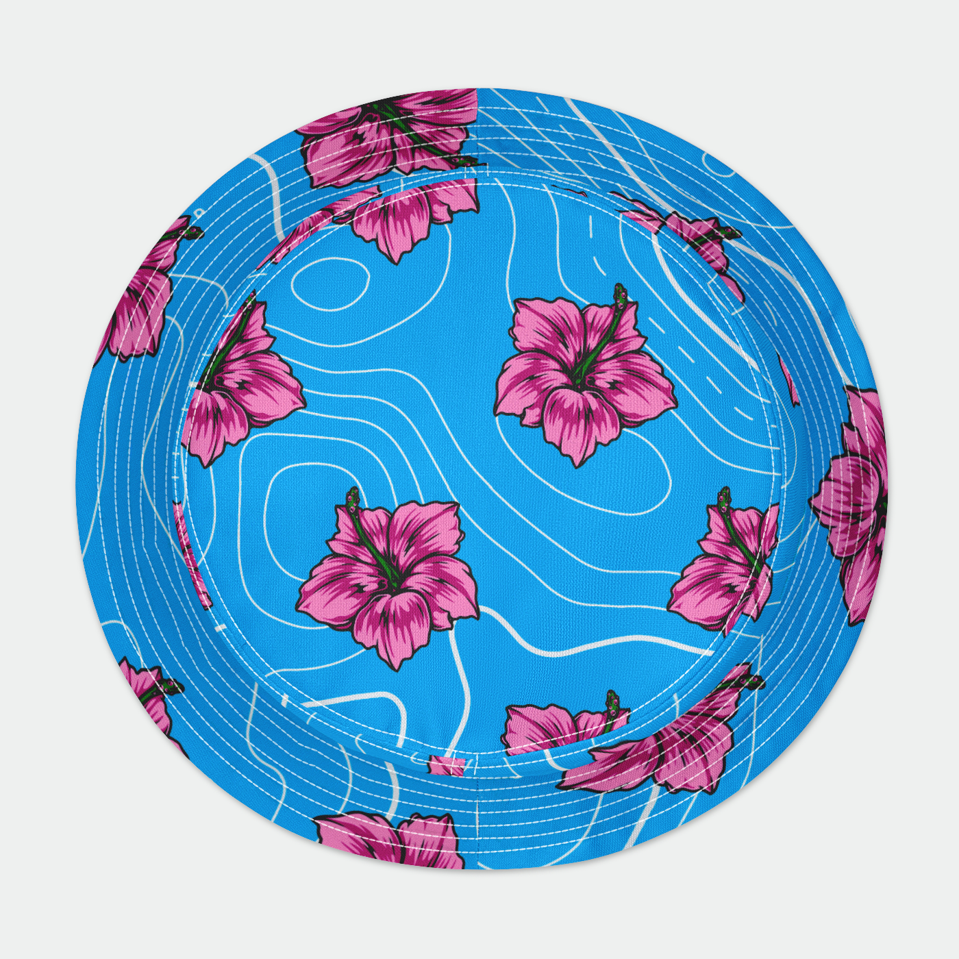 Rad Palm Blue Hibiscus  Bucket Hat