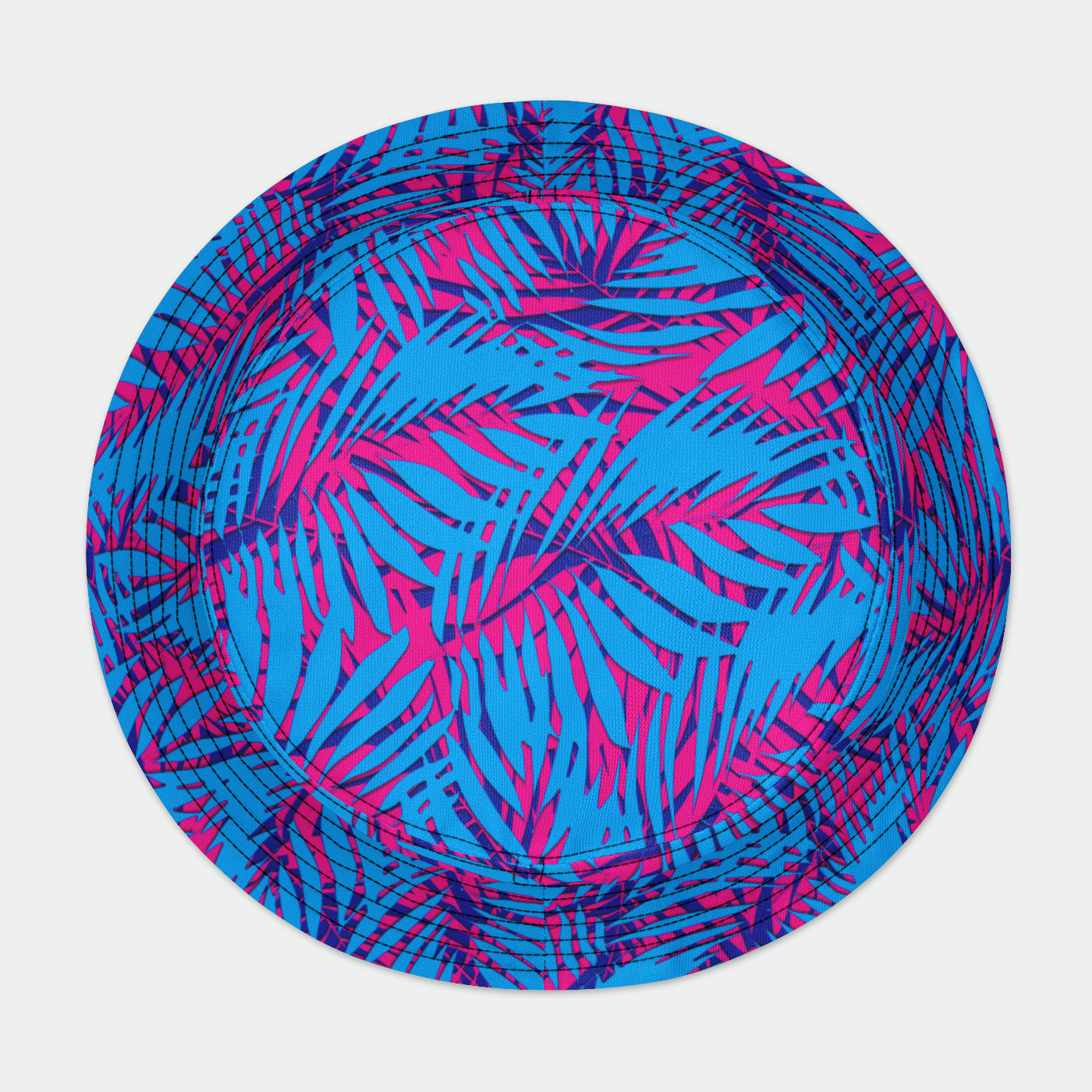 Rad Palm Blue Pink Purple Fronds Bucket Hat