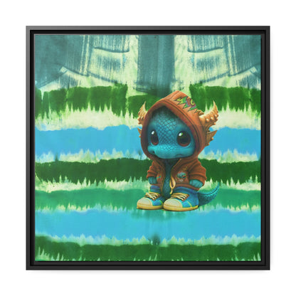 Baby Dragon Jam Aqua Matte Canvas with Black Frame