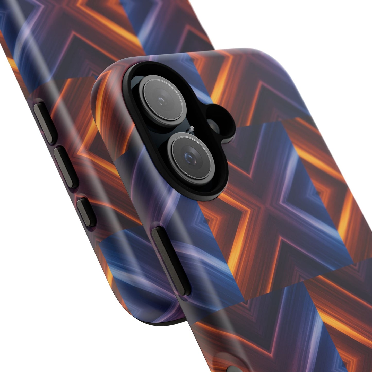Stylish Tough Phone Case With Blue & Orange Abstract Design