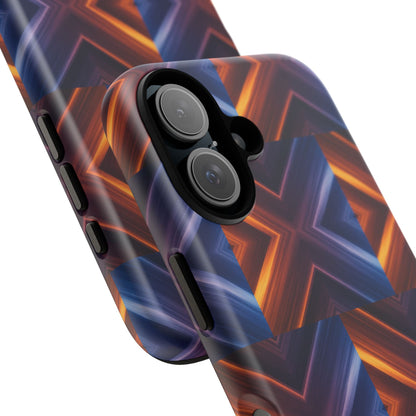 Stylish Tough Phone Case With Blue & Orange Abstract Design