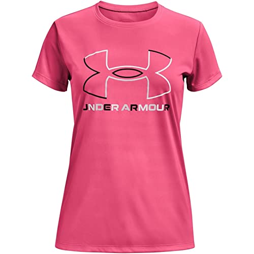 Under Armour girls Tech Big Logo Short Sleeve T-Shirt , Cerise (653)/Black , Youth X-Large