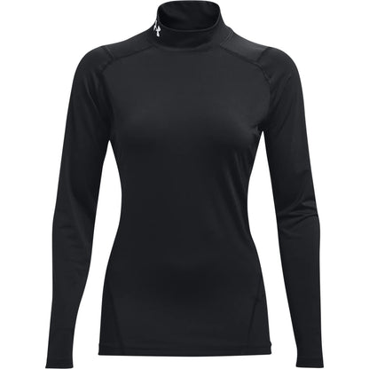 Under Armour Mens Heatgear Armour Mock Long Sleeve T-shirt , Black (001)/White , Large