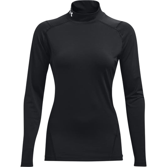 Under Armour Mens Heatgear Armour Mock Long Sleeve T-shirt , Black (001)/White , Large
