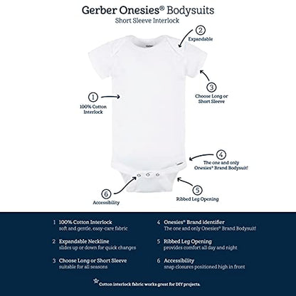 Gerber Baby 5 Pack Onesies Multi-Packs Bundle Interlock 180 GSM, Black, 3-6 Months