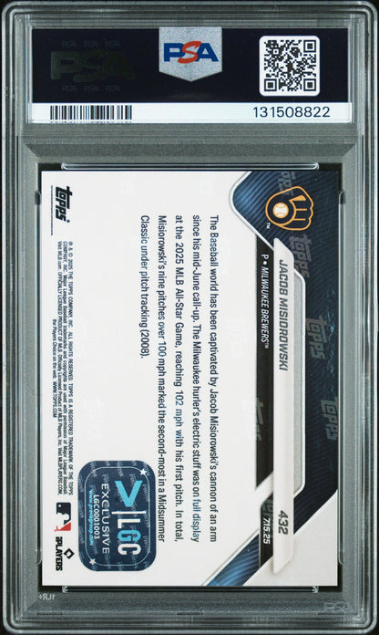 Graded 2025 Topps Now Jacob Misiorowski #432 Gold Foil /50 Rookie RC Baseball Card PSA 10 Auto Grade Gem Mint