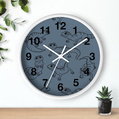 Playful Geckos 10" Wooden Wall Clock