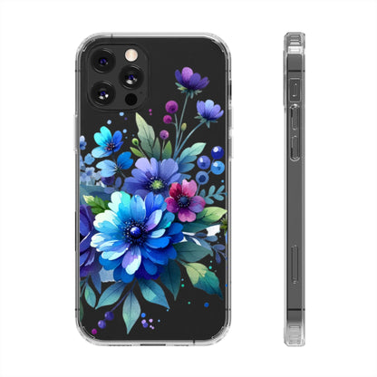 Vibrant Blue Floral Clear Phone Case