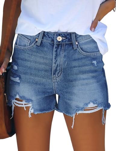 GRAPENT Women's High Waisted Ripped Stretchy Denim Hot Short Summer Jean Shorts