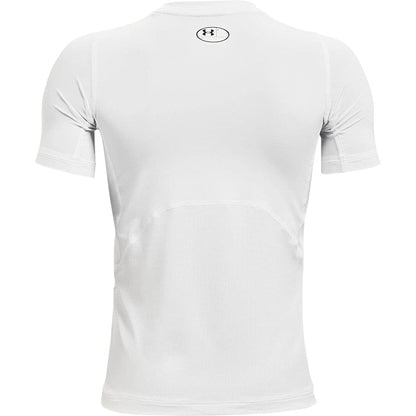 Under Armour boys HeatGear Armour Short-Sleeve T-Shirt , White (100)/Black , Youth X-Large