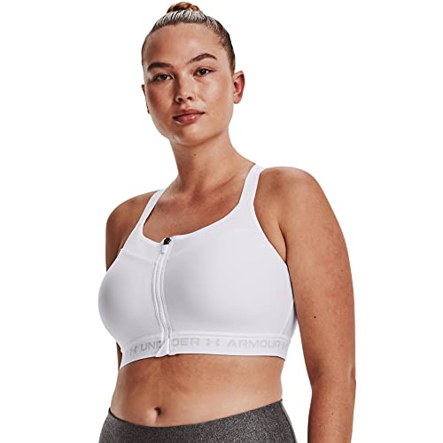 Under Armour Women's Armour High X-Back Zip Bra , White (100)/Jet Gray , 40DDD