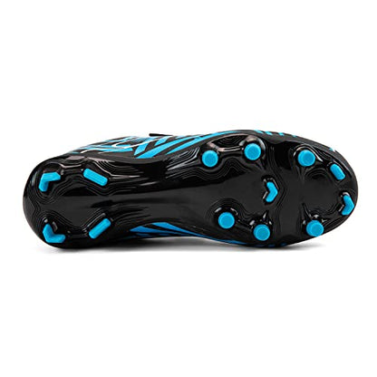 Rhyme-Zeal Kids Soccer Cleats Shoes Boys Girls Athletic Outdoor Indoor Firm Ground Soccer Shoes Comfortable Football Shoes Black Blue