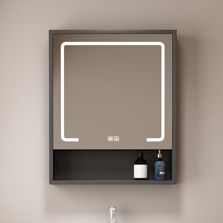 Mirrors and More 28" x 24" Medicine Cabinets for Bathroom with Mirror, Anti-Fog Dimmable Light and Color Adjustment, Antirust and Easy to Install- Suitable 24 inch Bathroom Vanity(Grey)