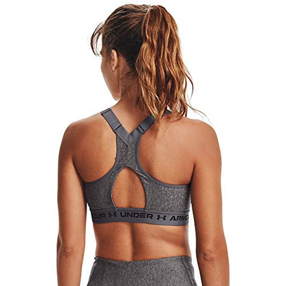 Under Armour Women's Armour High Crossback Heather Zip Bra , Charcoal Light Heather (019)/Black , 34D