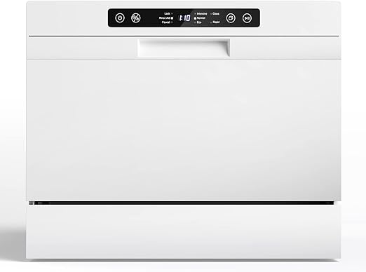 COSTWAY Countertop Dishwasher, Compact Built-In Dishwasher with 6 Places Settings, 5 Washing Programs, 360´� Top & Lower Spray Arms and 24 H Timer, Portable Dishwasher for Apartments, Dorms, RVs, White