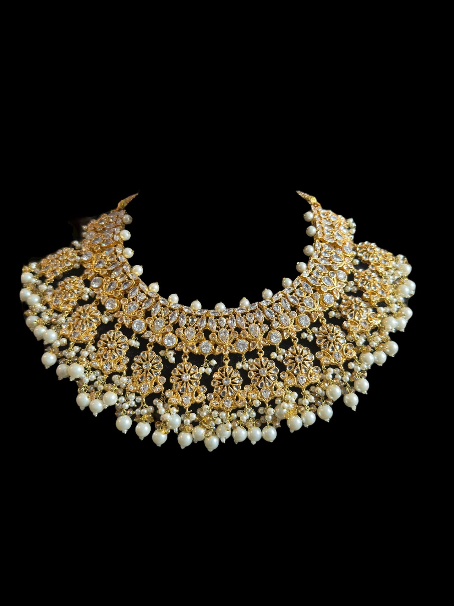 BR477 JIMENA bridal set in zircon and pearls ( SHIPS IN 4 WEEKS )