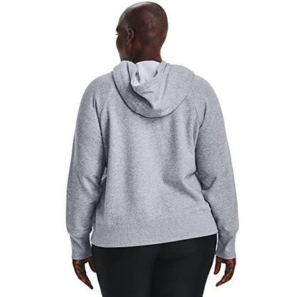 Under Armour Womens Rival Fleece HB Hoodie , (035) Steel Medium Heather / Black / Black , 3X