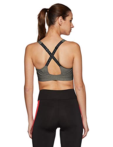 Under Armour Women's Vanish Mid Heathered Sports Bra, Charcoal Fade Heathe /Metallic Iron, X-Small