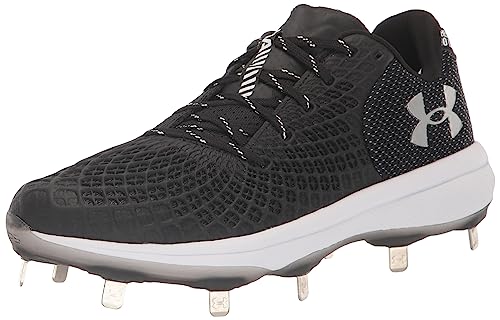 Under Armour Women's Glyde 2.0 MT Softball Shoe, (001) Black/Black/Metallic Silver, 5.5