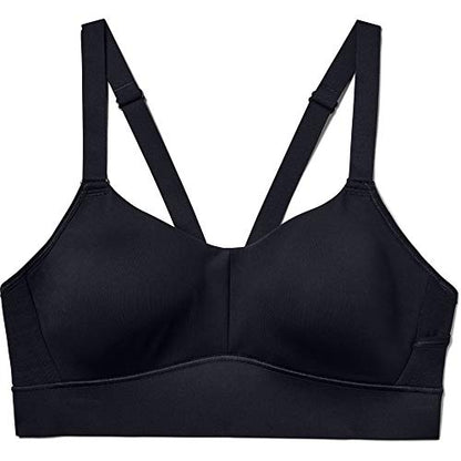 Under Armour Women's Breathelux Mid Bra, Black (001)/Pink Shiny Metallic, X-Large