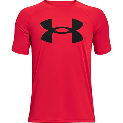 Under Armour boys Tech Big Logo Short Sleeve T-Shirt , Red (600)/Black , Youth X-Large