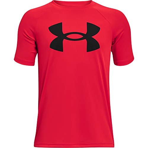 Under Armour boys Tech Big Logo Short Sleeve T-Shirt , Red (600)/Black , Youth X-Large