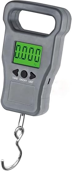 Digital Luggage Scales, 50kg/110lbs Digital Fishing Scale with 1m Measuring Tape Portable Handheld Baggage Scale LED Display for Laggage, Travel