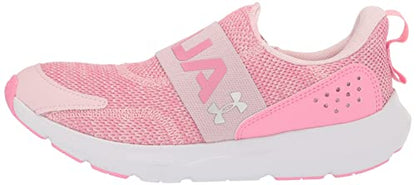 Under Armour Girls Grade School Surge 3 Slip on Sneaker, (600) Prime Pink/Flamingo/Metallic Silver, 3.5 Big Kid