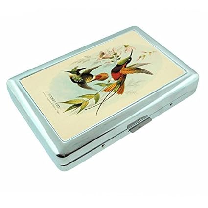 Cigarette Case Hummingbird S9 Smoking Silver Metal Wallet Id Holder 4" X 2.75" Bird