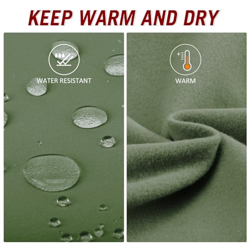 BALEAF Women's Fleece Lined Hiking Leggings Water Resistant Pants Thermal Warm Winter Waterproof Yoga Pants with Pockets Army Green M
