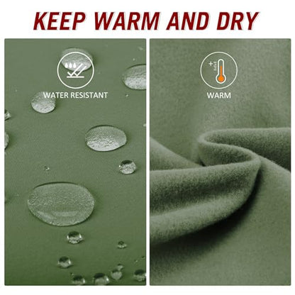 BALEAF Women's Fleece Lined Hiking Leggings Water Resistant Pants Thermal Warm Winter Waterproof Yoga Pants with Pockets Army Green M
