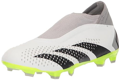 adidas Unisex Predator Accuracy.3 Laceless FG Firm Ground Soccer Cleat Sneaker, White/Core Black/Lucid Lemon, 9.5 US Men