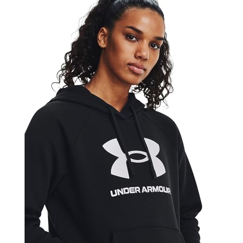 Under Armour Womens Rival Fleece Big Logo Hoodie , (001) Black / / White , Medium
