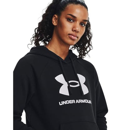 Under Armour Womens Rival Fleece Big Logo Hoodie , (001) Black / / White , Medium