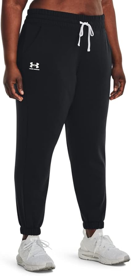 Under Armour Womens Rival Terry Joggers, Black (001)/White, 3X